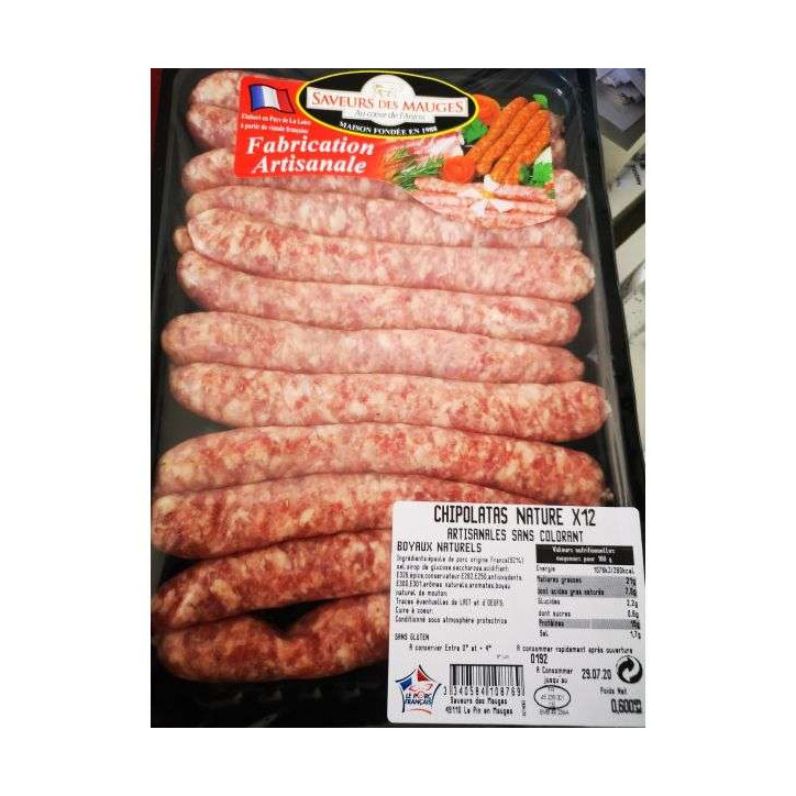 12 CHIPOLATAS NATURE 600GRS 