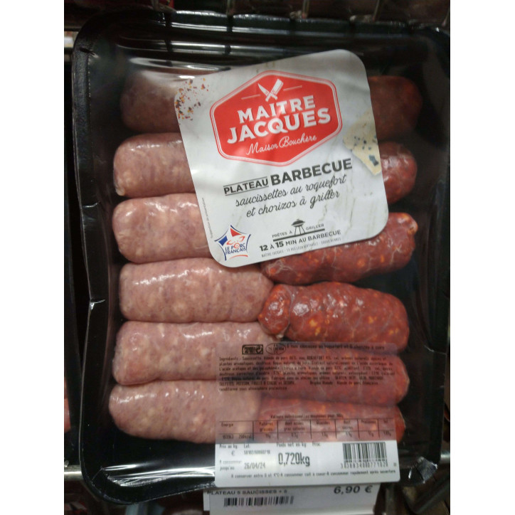 PLATEAU 5 SAUCISSES + 5 CHORIZO 720G