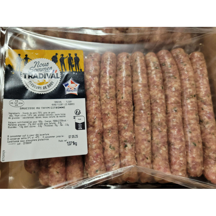 SAUCISSE THYM 1KG ENV