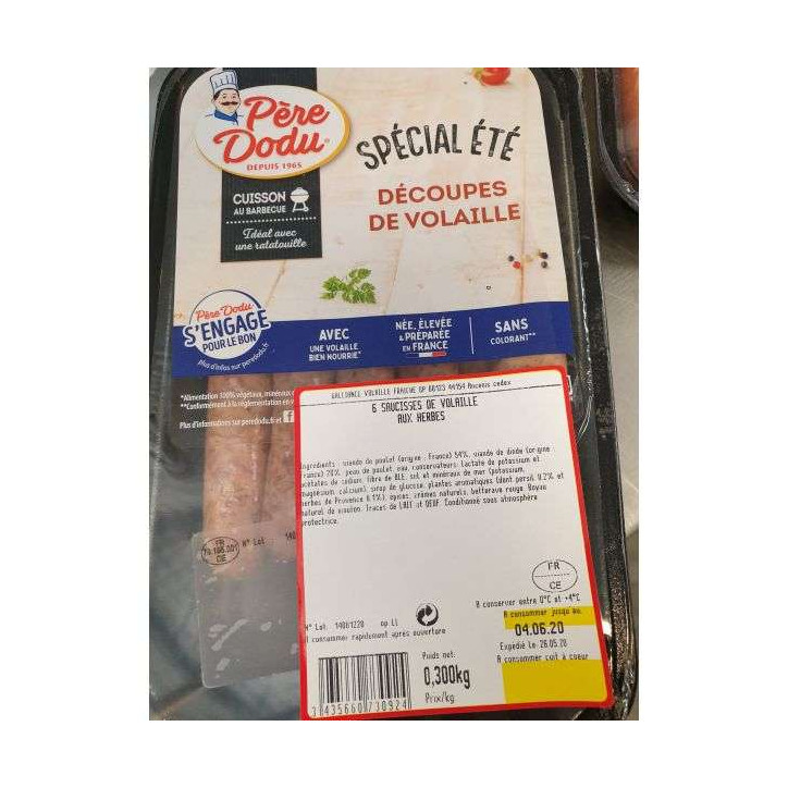 SAUCISSE VOLAILLE HERBE 300G