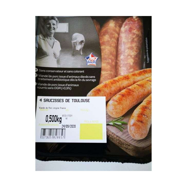 4 SAUCISSES DE TOULOUSE 500GRS 