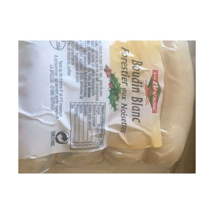 BOUDIN BLANC FORESTIER NOISETTES 1KG