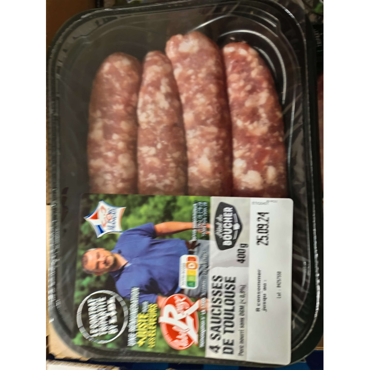 SAUCISSE TOULOUSE X 4 400 GR