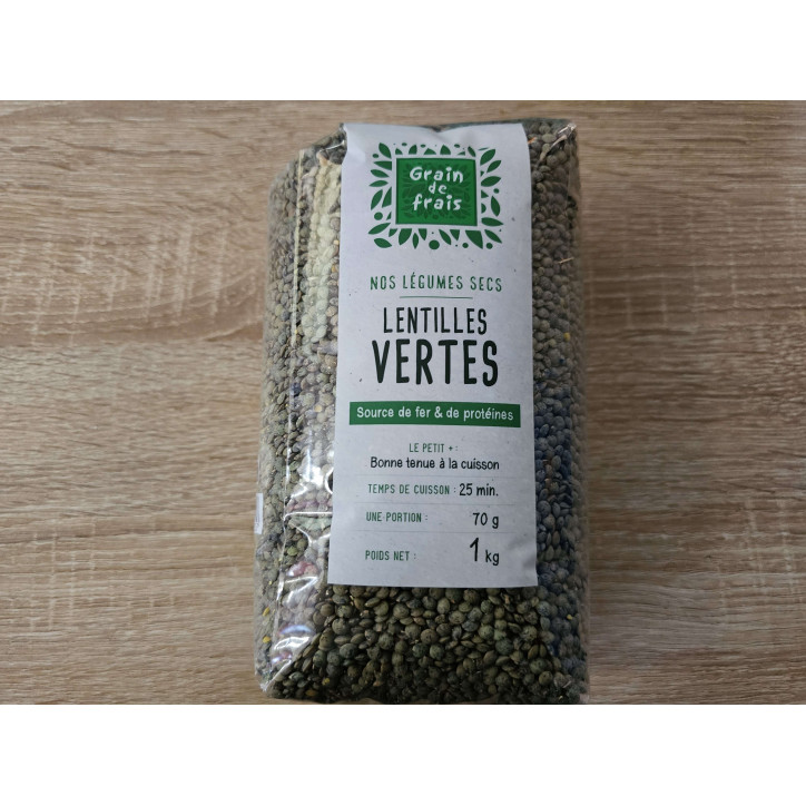LENTILLES VERTES PAQUET 1KG
