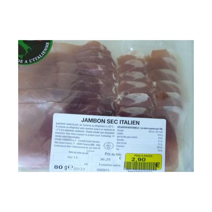 JAMBON SEC ITALIEN 80GRS